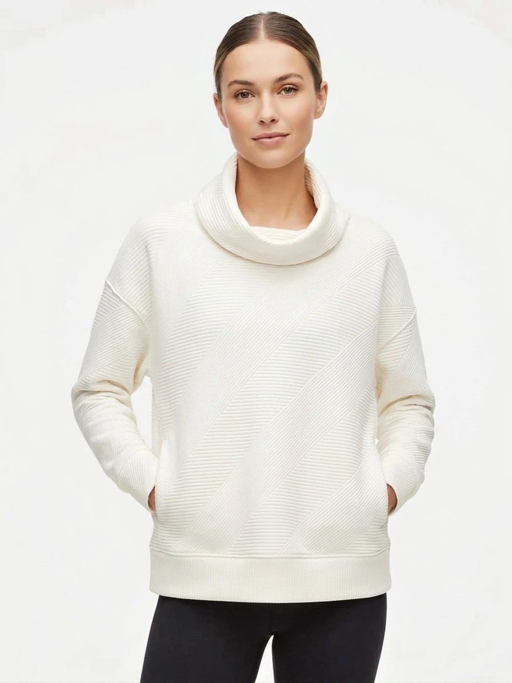 Beyond Yoga Cowl Neck Sweater in White Size Small Like New